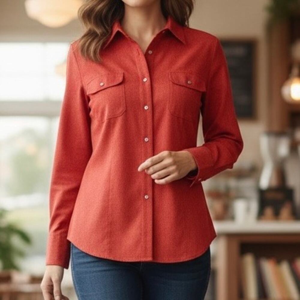 Cato Button-Down Shirt in Rust Orange
